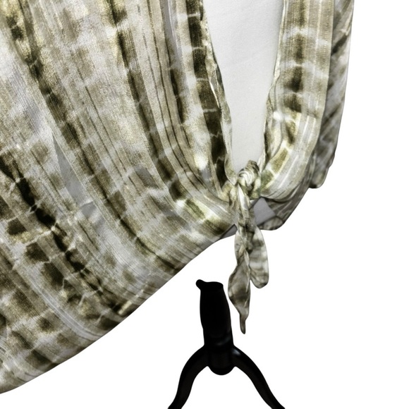 Cato Women's Size 18/20W Kaftan Blouse Top Sheer Tie-Dye Green Cover-Up - Picture 3 of 9